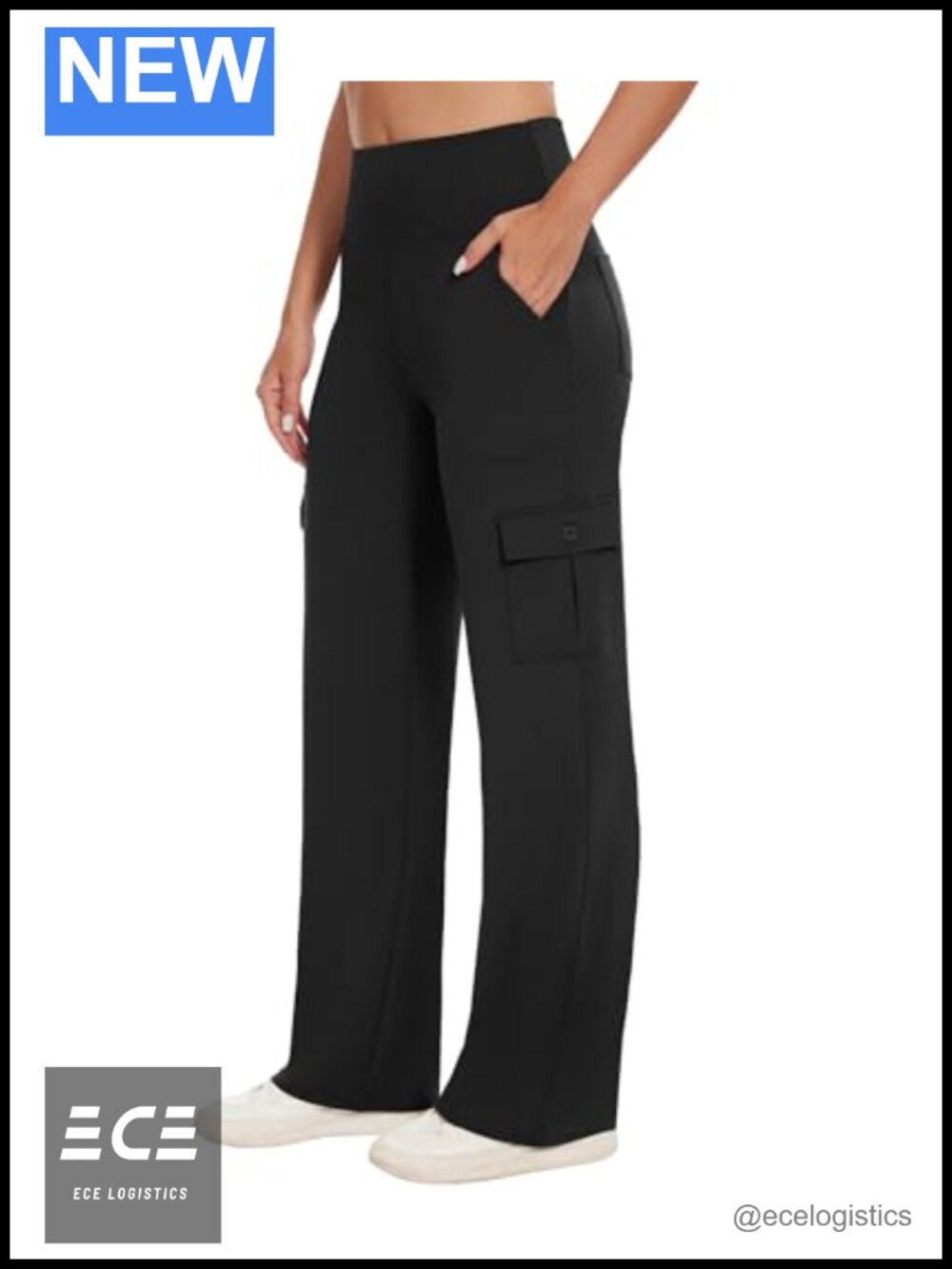 Wide Leg Yoga Cargo Pants High Waist Stretch Pull On Work Travel